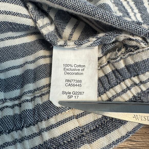 Madewell Oahu Cover-Up Shorts in Stripe White blue pom pom trim MEDIUM cotton - Picture 7 of 9